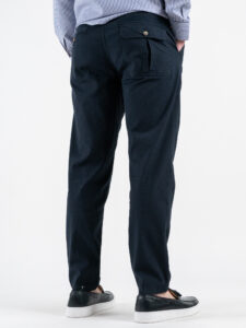 BERNA Pantalone in misto lino morbido con pinces 251108 Blu (1)