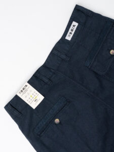 BERNA Pantalone in misto lino morbido con pinces 251108 Blu (2)