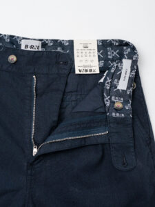 BERNA Pantalone in misto lino morbido con pinces 251108 Blu (3)