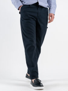BERNA Pantalone in misto lino morbido con pinces 251108 Blu (3)