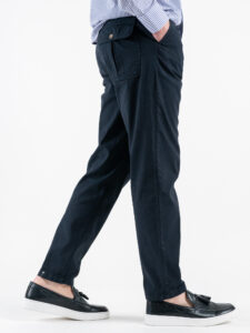 BERNA Pantalone in misto lino morbido con pinces 251108 Blu (4)