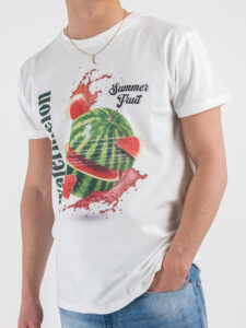 BERNA T-shirt in cotone con stampa WATERMELON 251289 Panna (3)