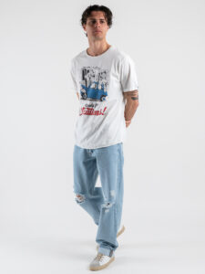 BERNA T-shirt in cotone con stampa frontale VACATIONS! 251363 Panna (2)
