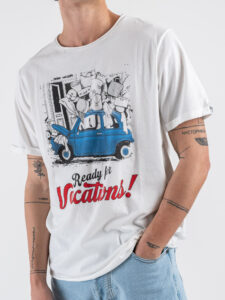 BERNA T-shirt in cotone con stampa frontale VACATIONS! 251363 Panna (3)