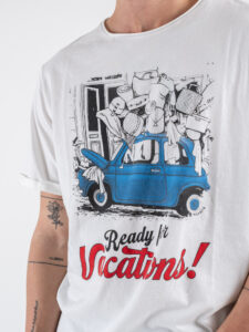 BERNA T-shirt in cotone con stampa frontale VACATIONS! 251363 Panna (4)