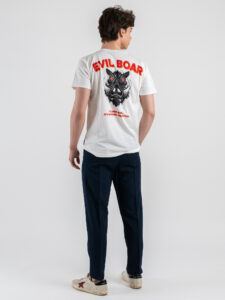 BERNA T-shirt in cotone con stampa fronteretro EVIL ROAR 251312 Panna (2)