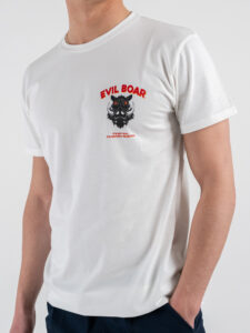 BERNA T-shirt in cotone con stampa fronteretro EVIL ROAR 251312 Panna (5)