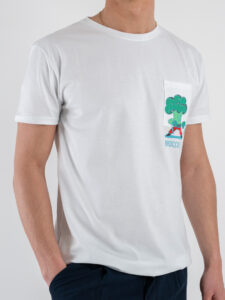 BERNA T-shirt in cotone con taschino e stampa frontale BROCCO-LEE 251358 White (5)