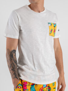 BERNA T-shirt in cotone con taschino stampa Anni 90 251187 (1)