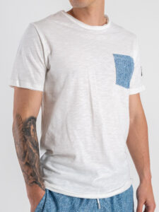 BERNA T-shirt in cotone con taschino stampa Denim 251194 (1)