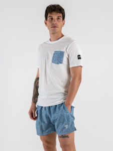 BERNA T-shirt in cotone con taschino stampa Denim 251194 (2)
