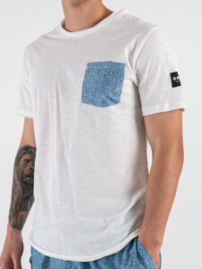 BERNA T-shirt in cotone con taschino stampa Denim 251194 (3)