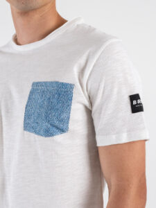 BERNA T-shirt in cotone con taschino stampa Denim 251194 (4)