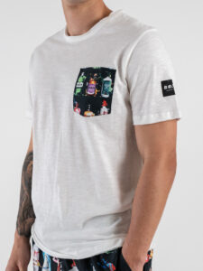 BERNA T-shirt in cotone con taschino stampa Gin 251201 (1)