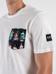 BERNA T-shirt in cotone con taschino stampa Gin 251201 (2)