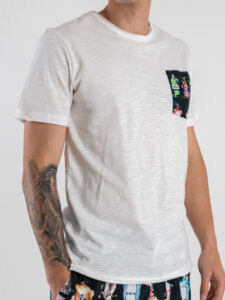 BERNA T-shirt in cotone con taschino stampa Gin 251201 (3)