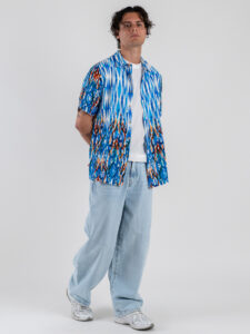 BL11 Camicia a MM in fantasia psichedelica 30923H30 Blu (4)