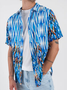 BL11 Camicia a MM in fantasia psichedelica 30923H30 Blu (5)