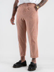 BL11 Pantalone da abito in misto lino con laccio in vita e pences 05BL2512366 Salmone (2)