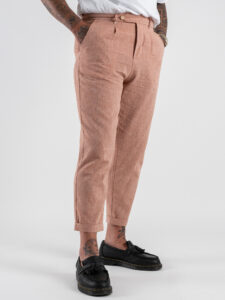 BL11 Pantalone da abito in misto lino con laccio in vita e pences 05BL2512366 Salmone (3)