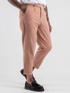 BL11 Pantalone da abito in misto lino con laccio in vita e pences 05BL2512366 Salmone (4)