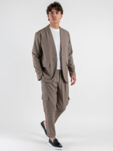 BLACKSUNDAY Abito con Giacca scollo a V + Pantalone tasconato SANTA FE Tortora (2)
