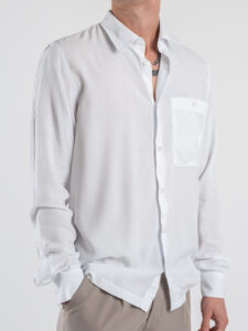 BLACKSUNDAY Camicia in viscosa con colletto e tasca frontale MISTICA Bianca (3)