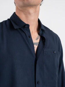 BLACKSUNDAY Camicia in viscosa con colletto e tasca frontale MISTICA Blu (4)