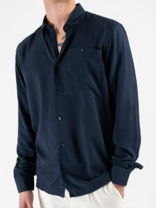 BLACKSUNDAY Camicia in viscosa con colletto e tasca frontale MISTICA Blu (5)