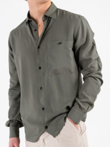 BLACKSUNDAY Camicia in viscosa con colletto e tasca frontale MISTICA Militare (3)