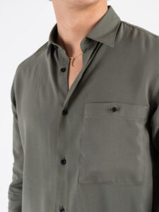 BLACKSUNDAY Camicia in viscosa con colletto e tasca frontale MISTICA Militare (4)