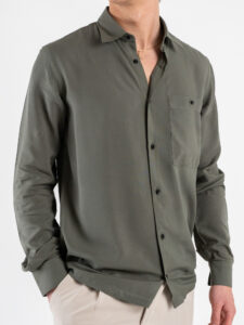 BLACKSUNDAY Camicia in viscosa con colletto e tasca frontale MISTICA Militare (5)