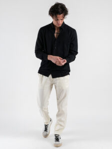 BLACKSUNDAY Camicia in viscosa con colletto e tasca frontale MISTICA Nera (2)