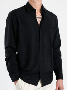 BLACKSUNDAY Camicia in viscosa con colletto e tasca frontale MISTICA Nera (3)