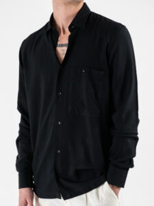BLACKSUNDAY Camicia in viscosa con colletto e tasca frontale MISTICA Nera (5)