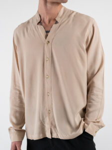 BLACKSUNDAY Camicia senza collo in viscosa RUBINO Beige (3)