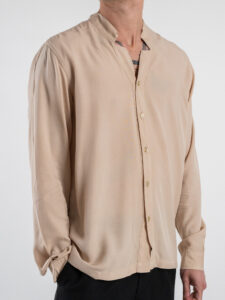 BLACKSUNDAY Camicia senza collo in viscosa RUBINO Beige (4)