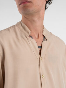 BLACKSUNDAY Camicia senza collo in viscosa RUBINO Beige (5)