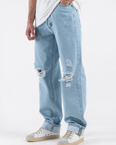 BLACKSUNDAY Jeans loose fit con rotture GPE505 Azzurro 2 Nuovi Arrivi