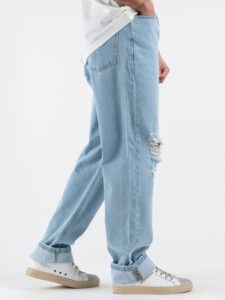 BLACKSUNDAY Jeans loose fit con rotture GPE505 Azzurro (4)