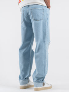 BLACKSUNDAY Jeans loose fit con rotture GPE505 Azzurro (5)