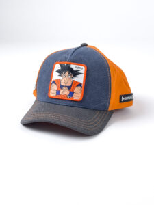 CAPSLAB Cappellino in jeans blu Dragon ball con stampa patch GOKU (2)