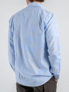 Camicia in cotone rigata con colletto 600AK Azzurro (1)
