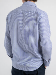 Camicia in cotone rigata con colletto 600AK Blu (1)