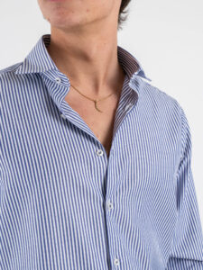 Camicia in cotone rigata con colletto 600AK Blu (4)