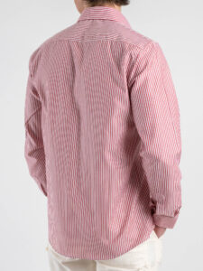 Camicia in cotone rigata con colletto 600AK Rosso (1)