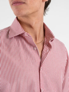 Camicia in cotone rigata con colletto 600AK Rosso (5)