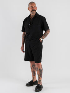 Coordinato con camicia MM + Bermuda con coulisse 7714 Nero (2)
