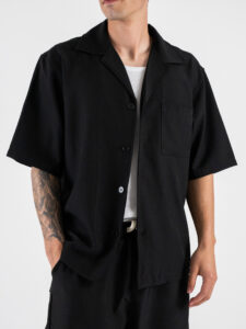 Coordinato con camicia MM collo bowling + Bermuda con coulisse 7774 Nero (2)