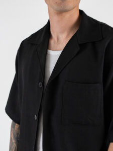 Coordinato con camicia MM collo bowling + Bermuda con coulisse 7774 Nero (4)